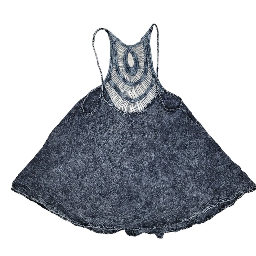 Basil & Lola Gray Sleeveless Lace-Back Tank Dress Flowy Fit Women's Size small